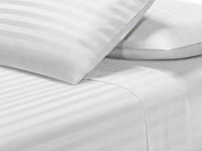 Royal Sateen 1 cm Stripe T-260 Fitted Sheets 78"x80"x15" - White